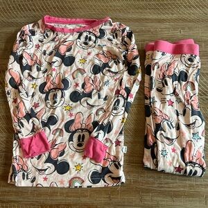 Little Sleepies Minnie Mouse Pajama Set - Pink and White